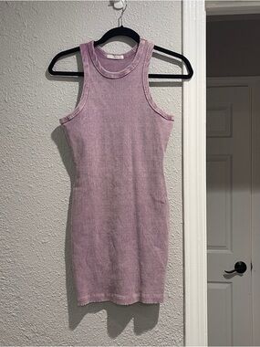 Full Tilt Ribbed Bodycon Mini Dress Pink Sleeveless Fitted Tank Dress M